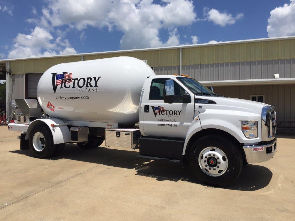 victory propane delivery truck with decal on the side